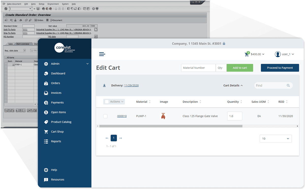 SAP eCommerce cart | Full SAP integration | Corevist, Inc.