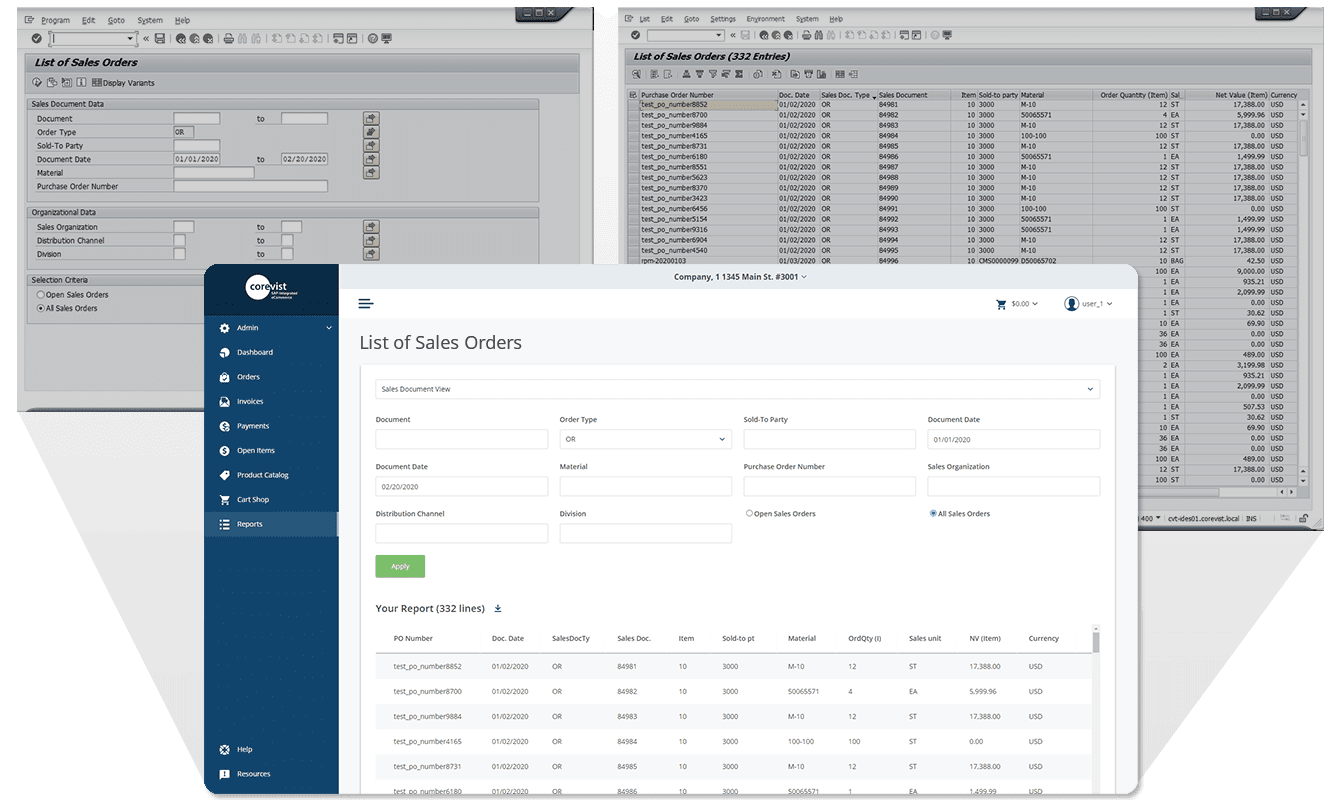 Manufacturing Customer Portal - dynamic SAP reports | Corevist, Inc.