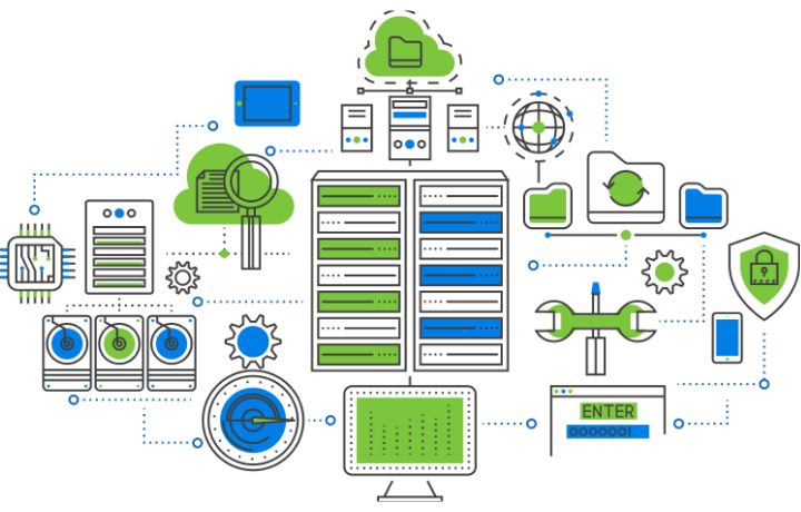 Illustration of a manufacturing workflow with automation and AI elements, representing tools built for B2B manufacturing operations.